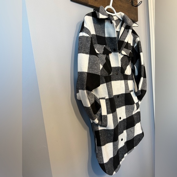 H&M Divided Shacket size xxs black and white plaid - Picture 2 of 8